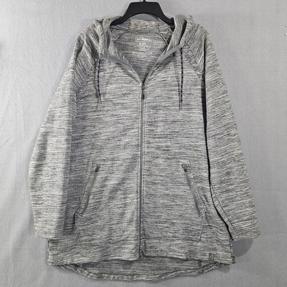 L.L. Bean Mens XL Fleece Hoodie Full Zip Cotton Blend Athletic Performance Gray - Picture 1 of 7
